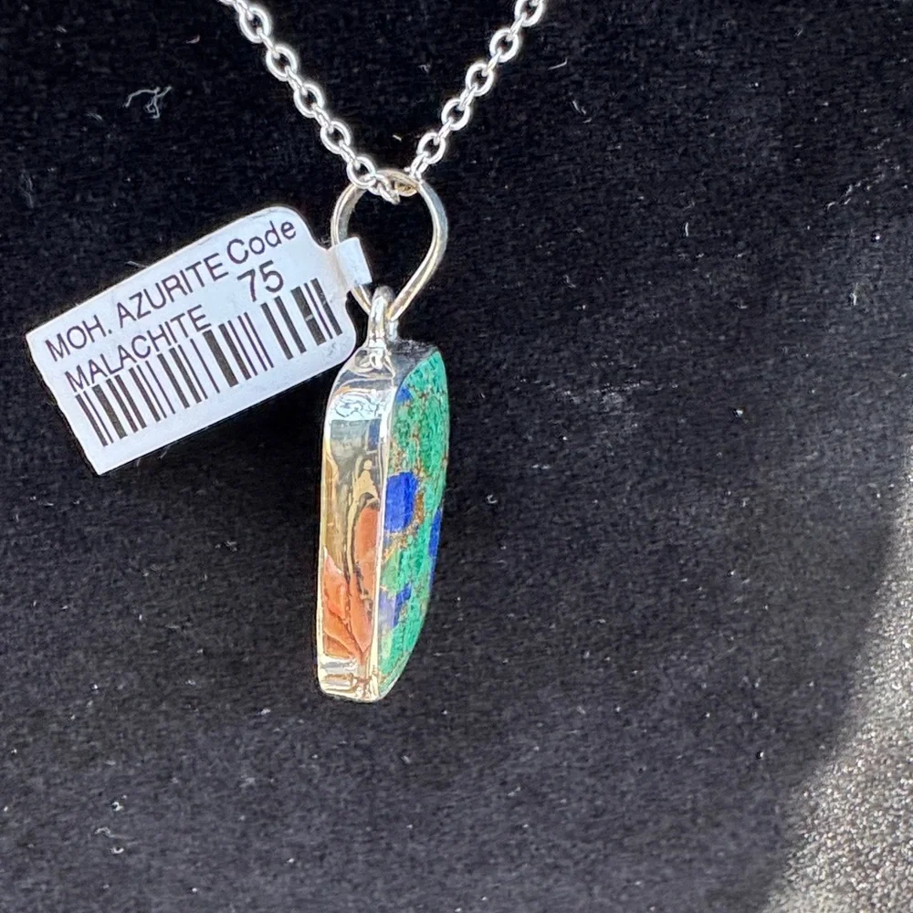 Colorful 925 silver Mojave Azurite Malachite Pendant - Picture 5 of 6